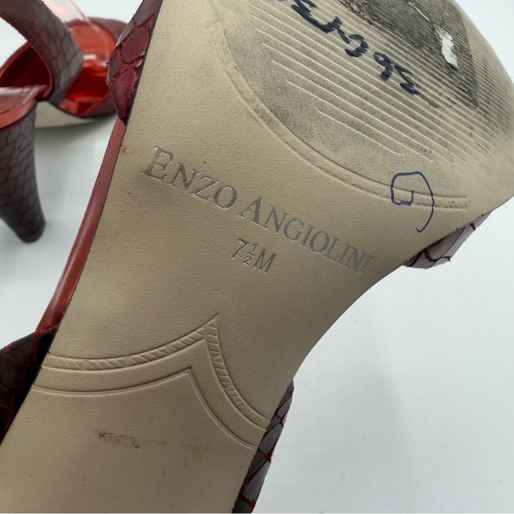 Enzo Angiolini Metallic Red Croc-Embossed Heels - Picture 6 of 7